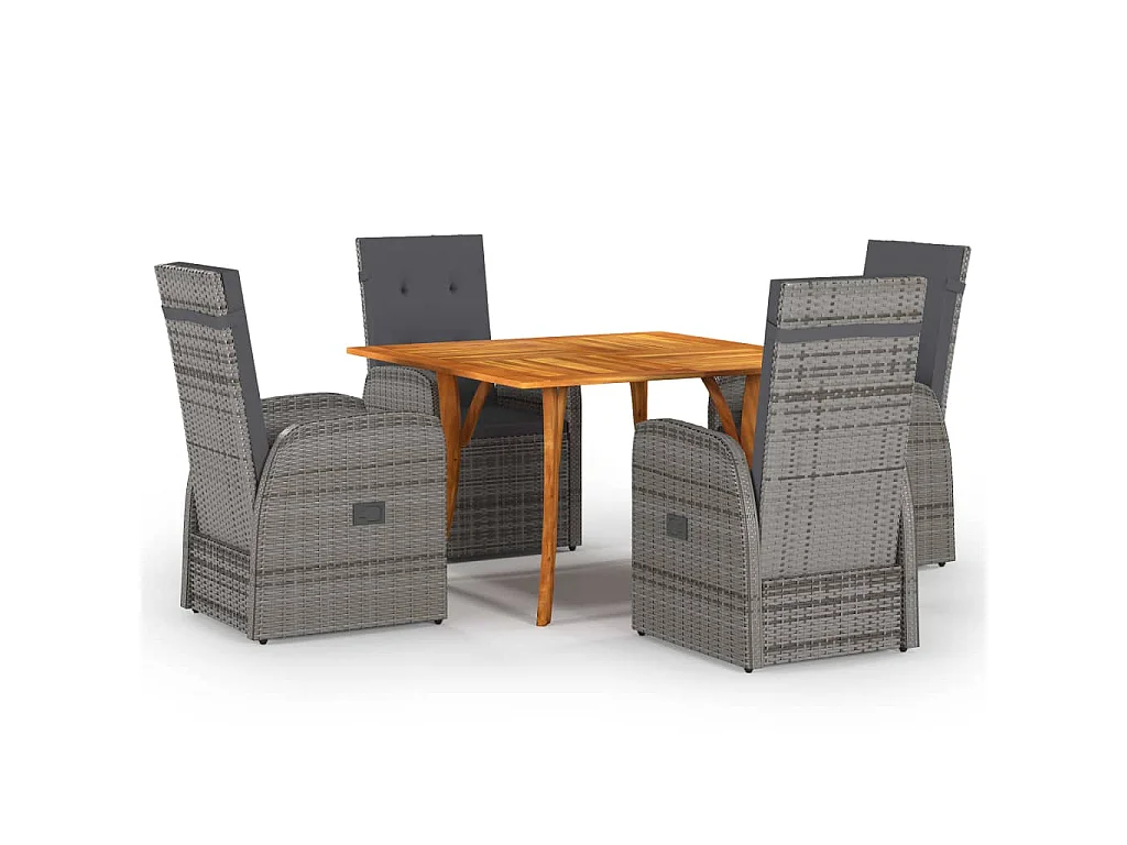 Set Mobili da Pranzo per Giardino 5 pz Grigio