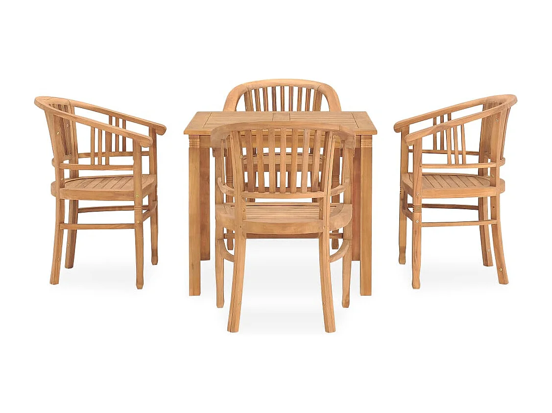 Ensemble à manger de jardin 5 pcs bois de teck solide