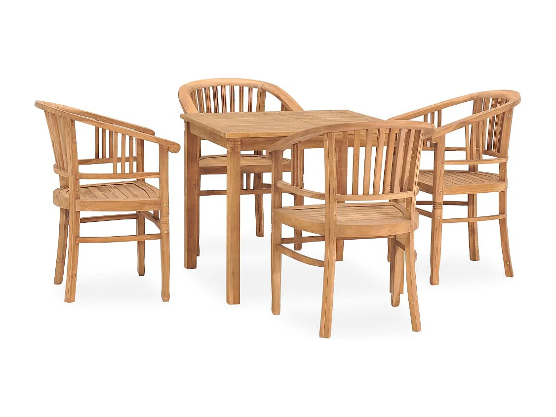 Ensemble à manger de jardin 5 pcs bois de teck solide