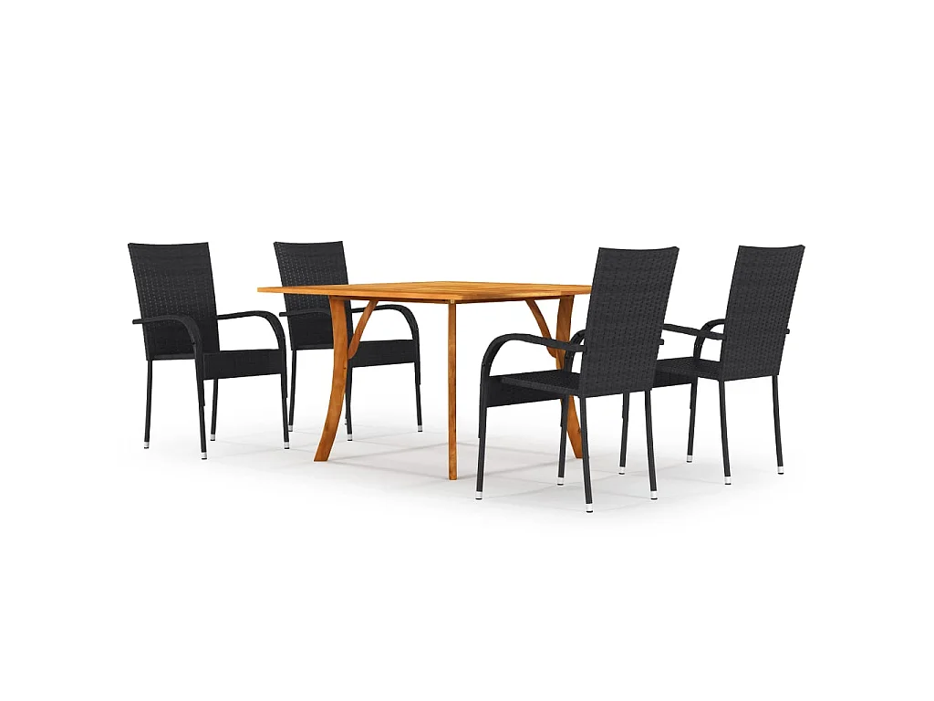 Set Mobili da Pranzo per Giardino 5 pz Nero