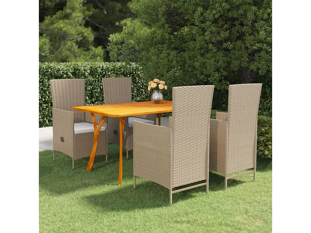 Set Mobili da Pranzo per Giardino 5 pz Beige