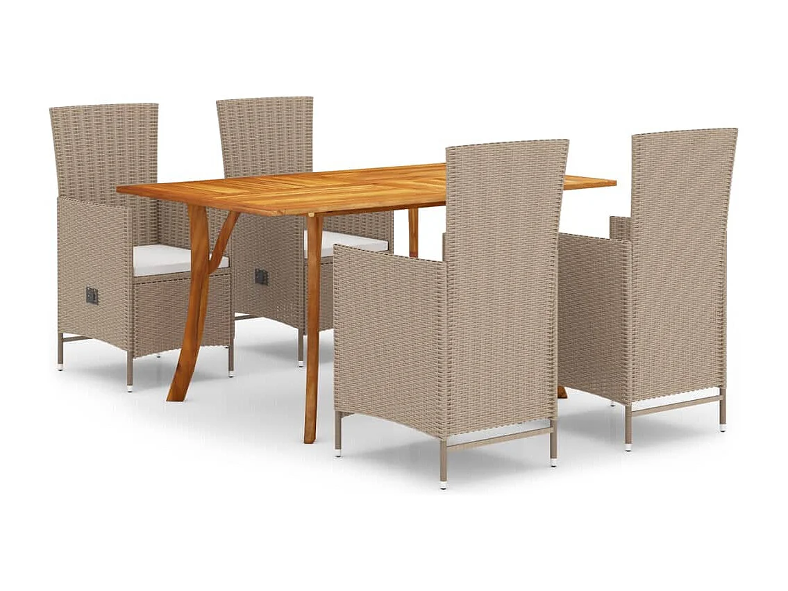 Set Mobili da Pranzo per Giardino 5 pz Beige