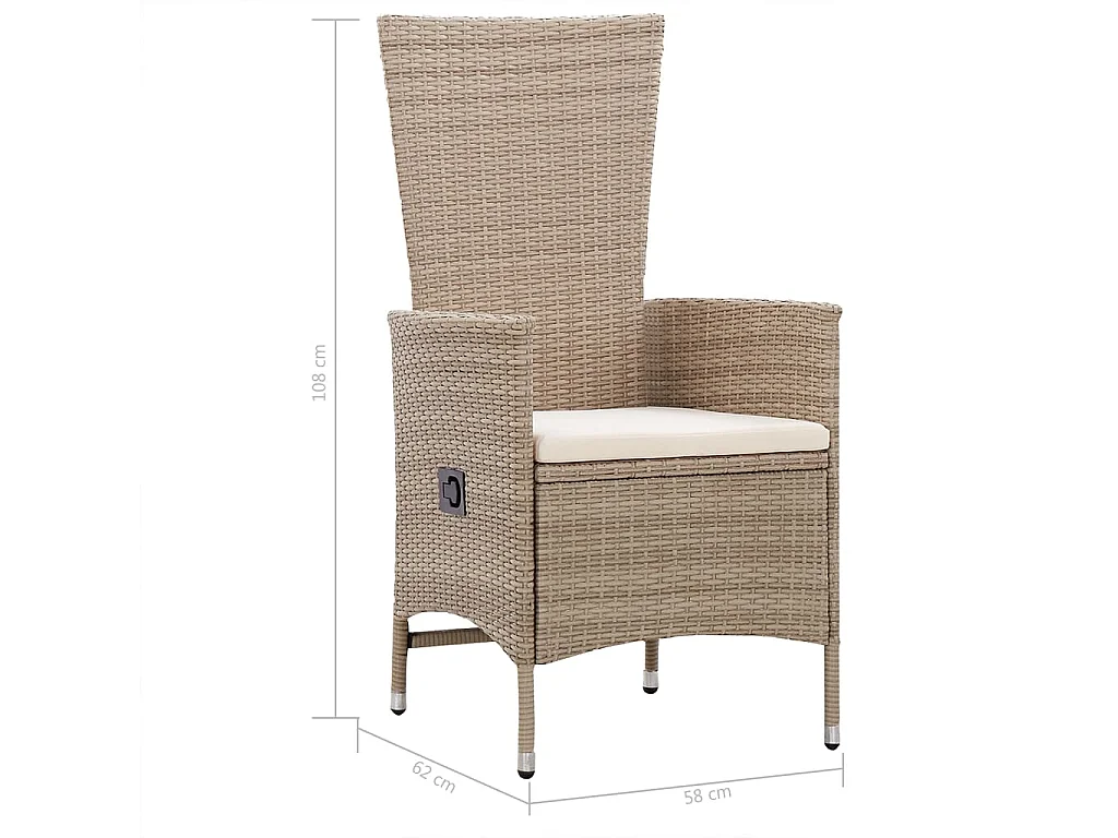 Set Mobili da Pranzo per Giardino 5 pz Beige