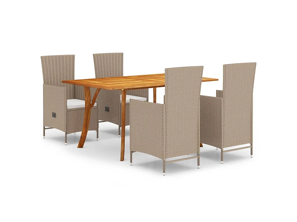 Ensemble à manger de jardin 5 pcs Beige
