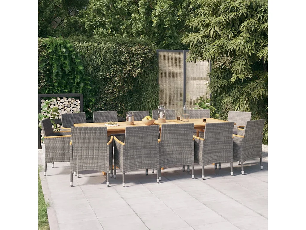 Ensemble à manger de jardin 13 pcs avec coussins Gris