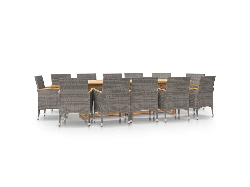 Set da Pranzo per Giardino 13 pz con Cuscini Grigio
