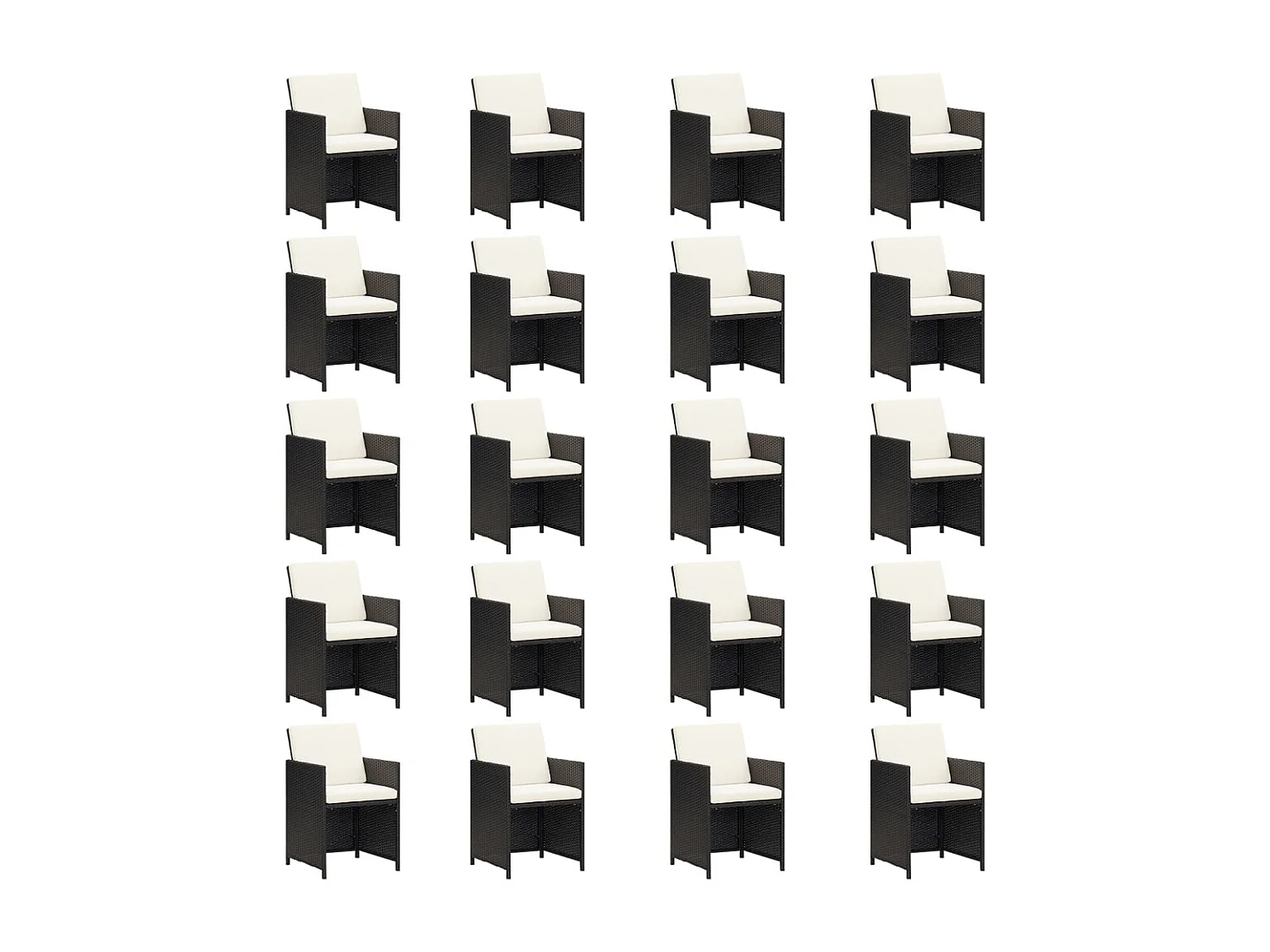 Set da Pranzo da Giardino 21 pz con Cuscini in Polyrattan Nero