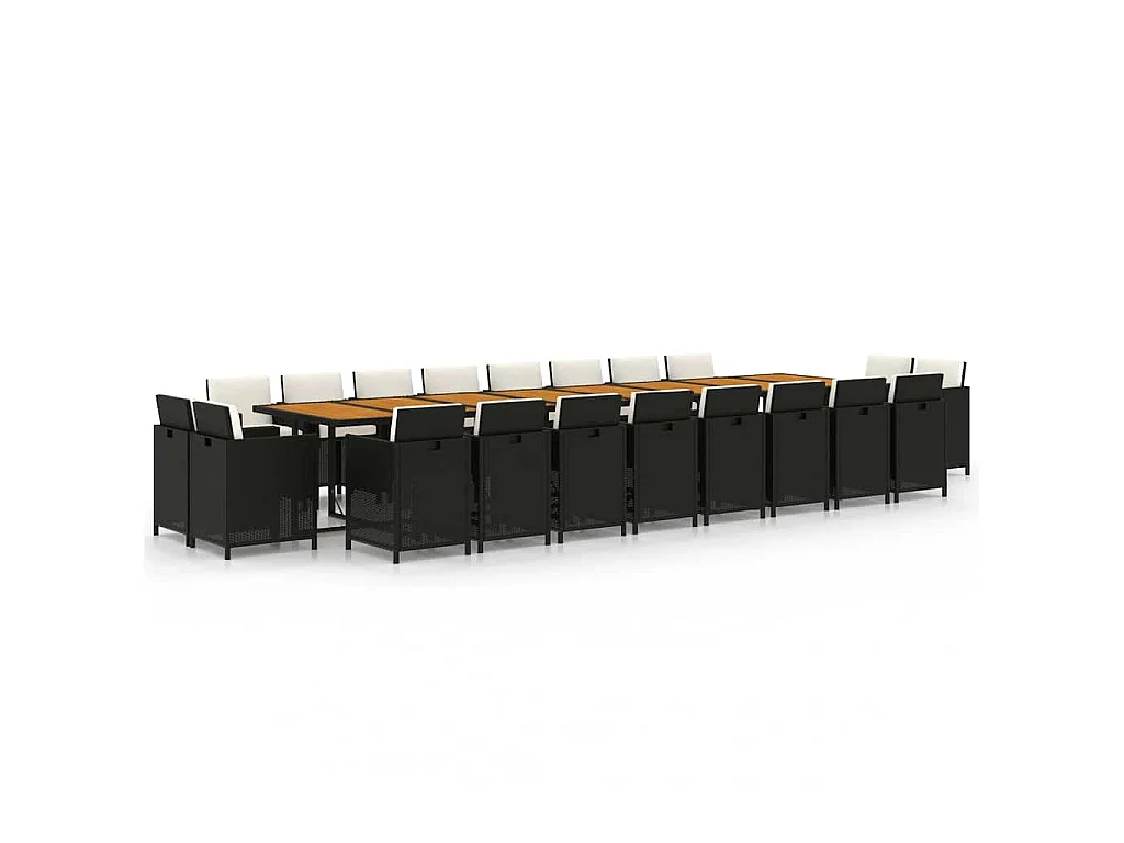 21-delige Tuinset met kussens poly rattan zwart