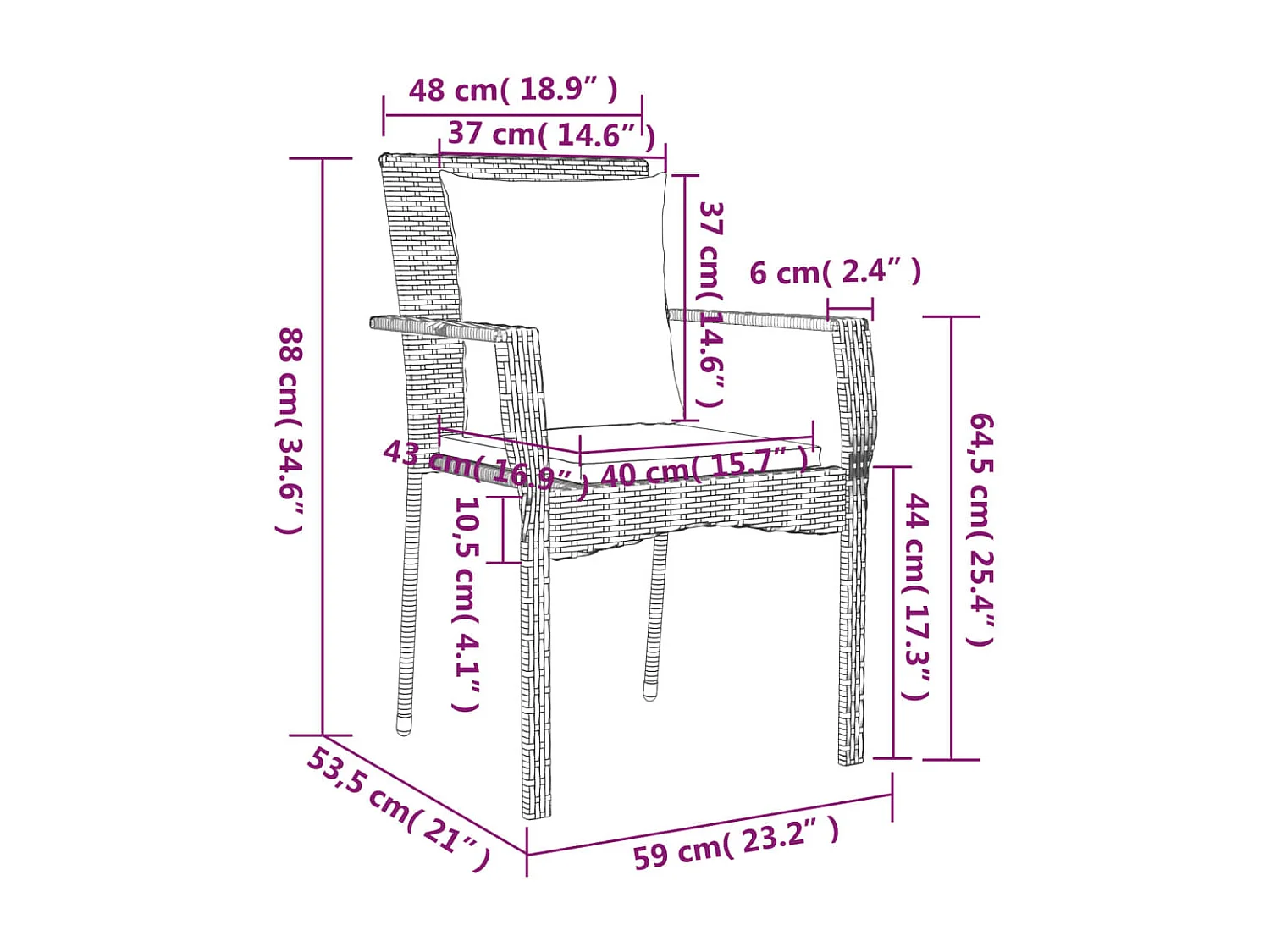 Ensemble à manger jardin 3pcs avec coussins noir et gris
