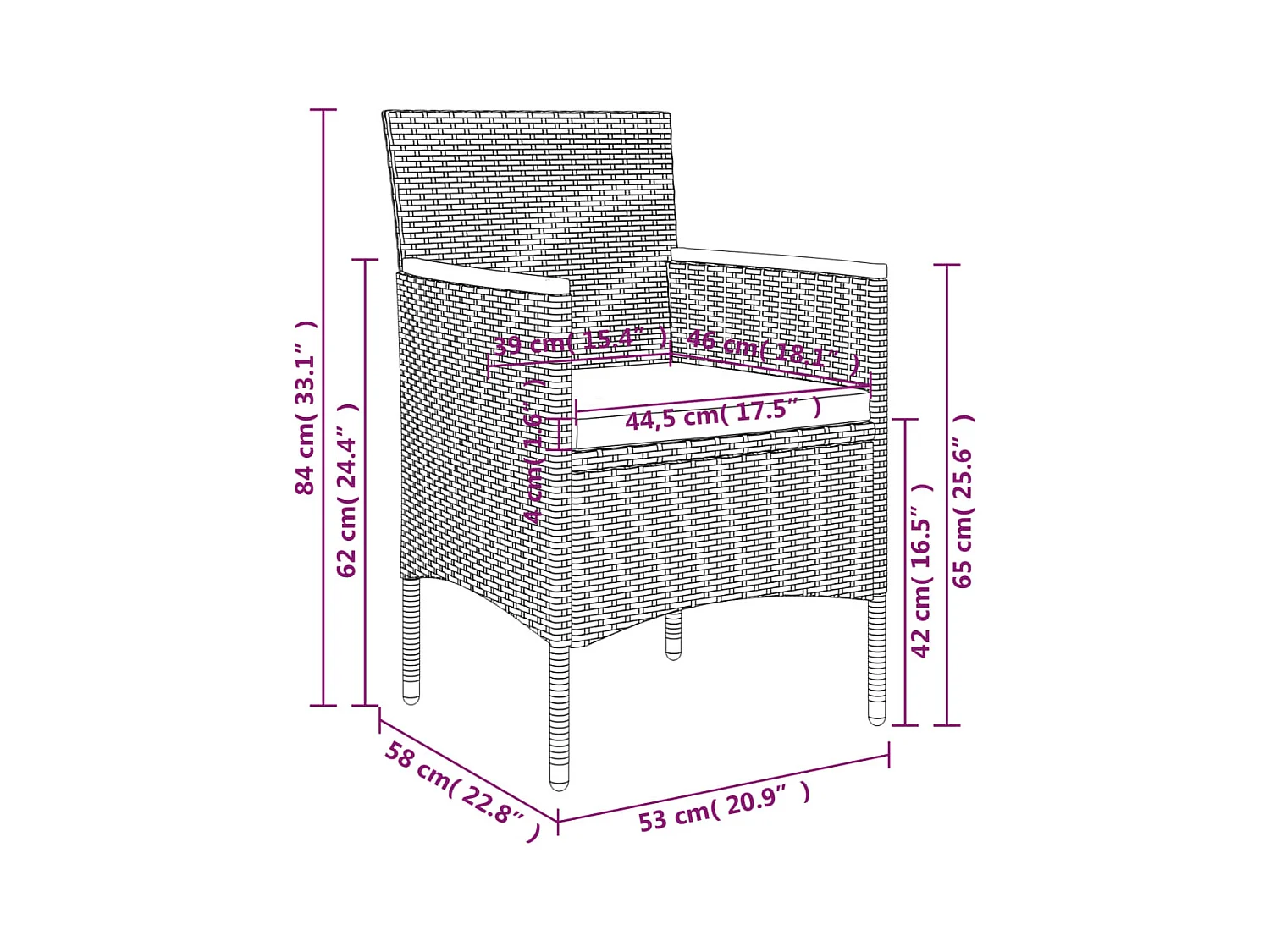 Ensemble à manger de jardin et coussins 5pcs Gris/noir