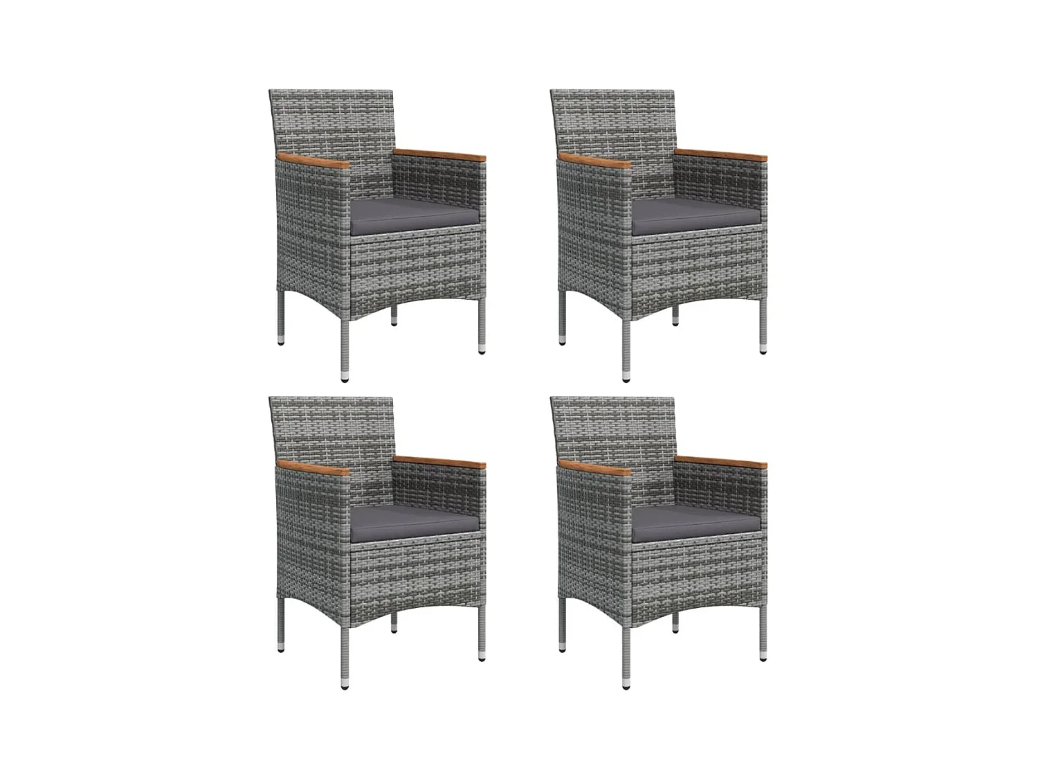 Ensemble à manger de jardin et coussins 5pcs Gris/noir