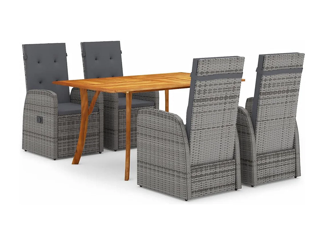 Set Mobili da Pranzo per Giardino 5 pz Grigio