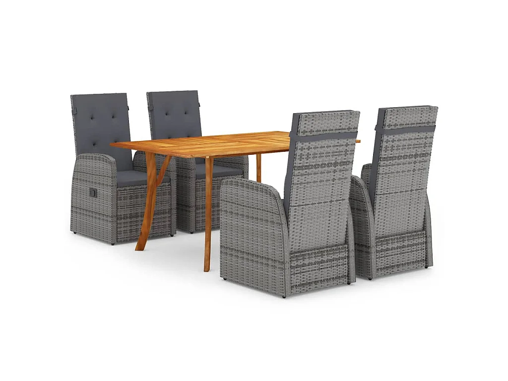Ensemble à manger de jardin 5 pcs Gris