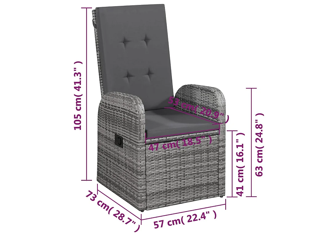 Ensemble à manger de jardin 5 pcs Gris