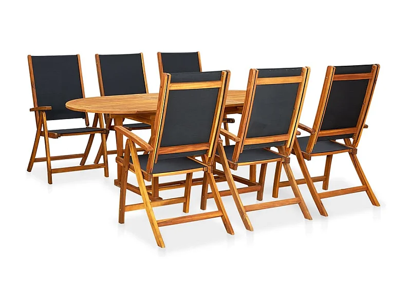 Set da Pranzo da Giardino 7 pz in Legno Massello di Acacia