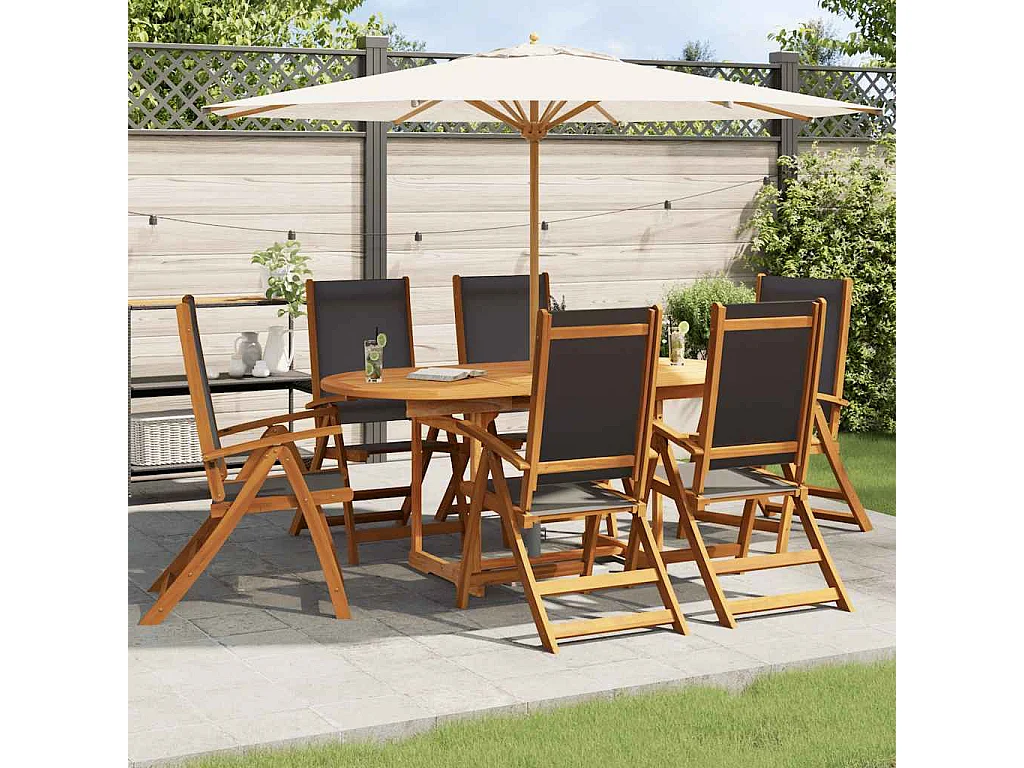 Ensemble à manger d'extérieur 7 pcs Bois d'acacia solide