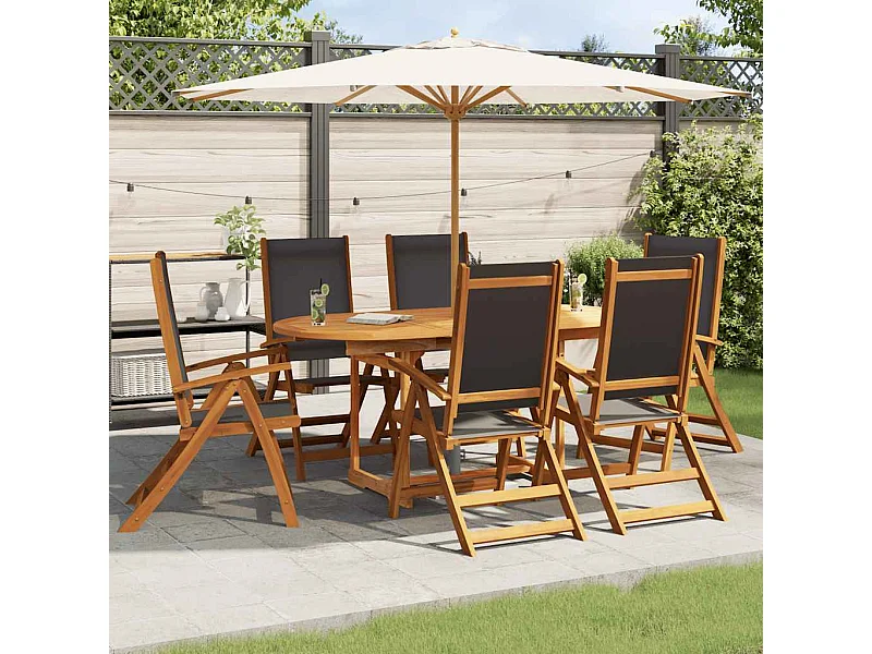 7-tlg. Garten-Essgruppe Massivholz Akazie