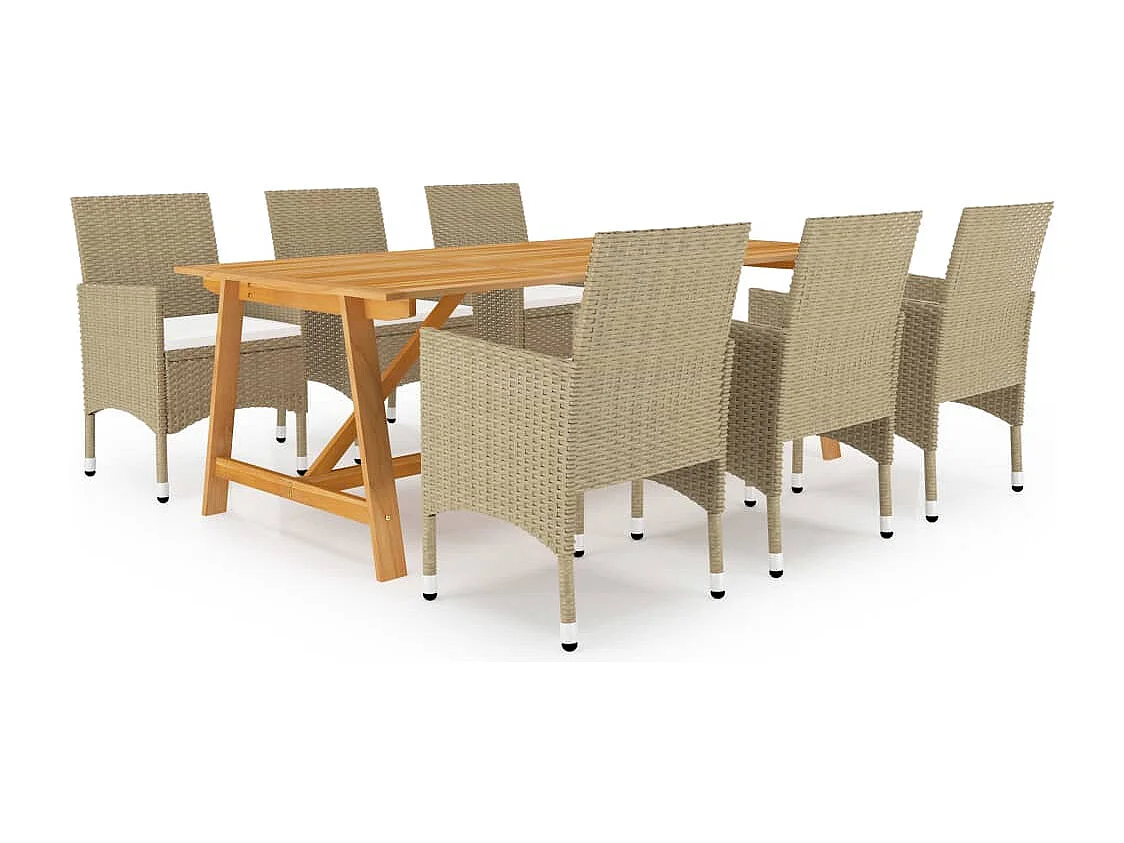 7-tlg. Garten-Essgruppe Beige
