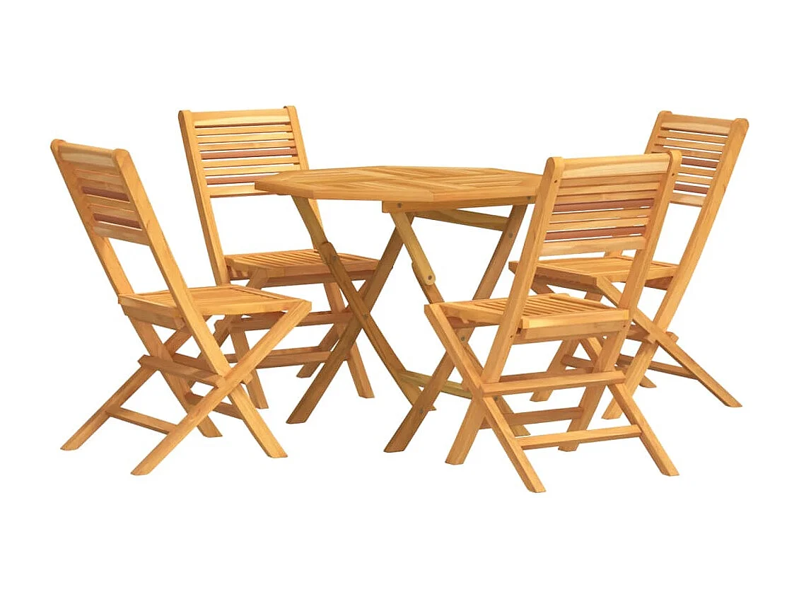 Set da Pranzo per Giardino 5 pz in Legno Massello di Teak