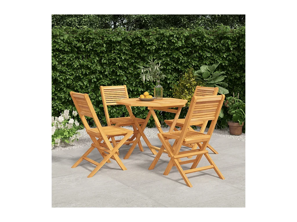 Ensemble à manger de jardin 5 pcs Bois de teck massif
