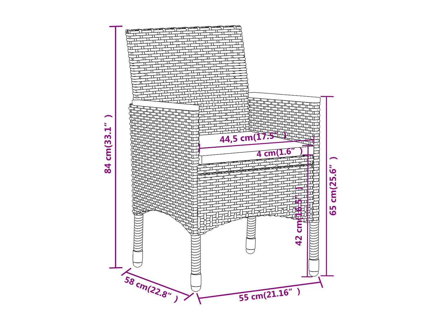 Set da Pranzo per Giardino 5 pz in Polyrattan Grigio