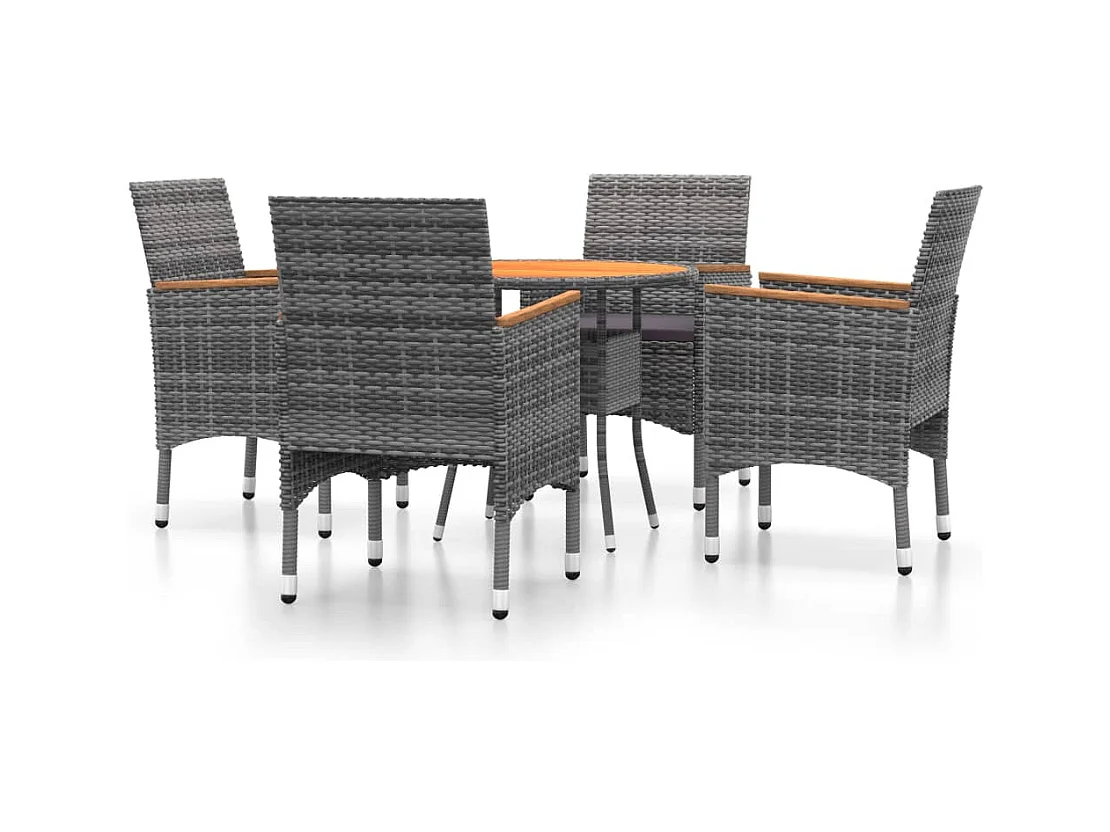 Ensemble à manger de jardin 5 pcs Résine tressée Gris