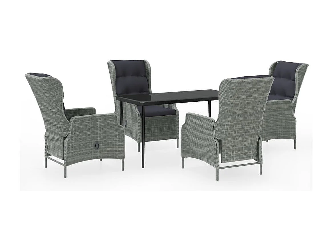 Ensemble à manger de jardin 5 pcs Gris clair