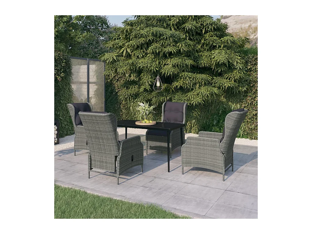 Ensemble à manger de jardin 5 pcs Gris clair