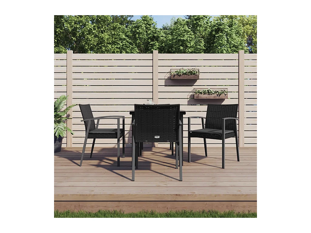 Ensemble à manger de jardin 5 pcs coussins résine tressée acier