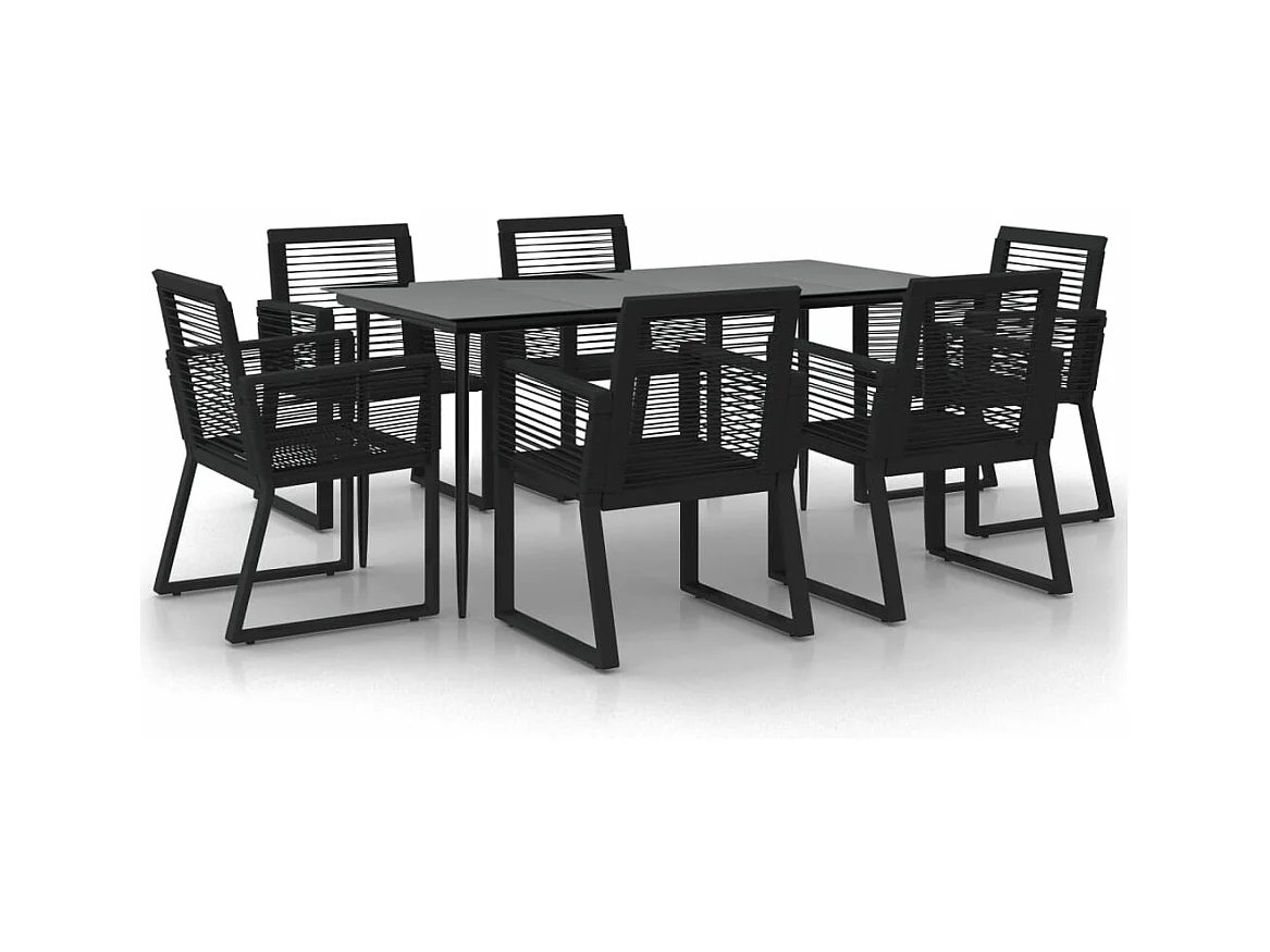 Ensemble à manger de jardin 7 pcs Noir Rotin PVC