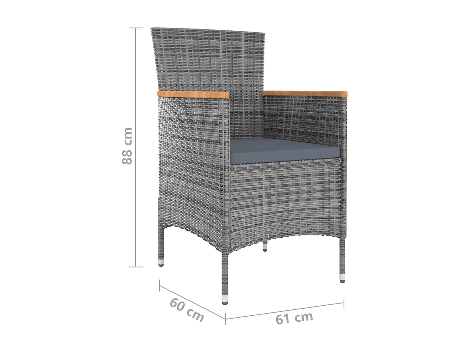 Ensemble à manger de jardin 9 pcs avec coussins Gris