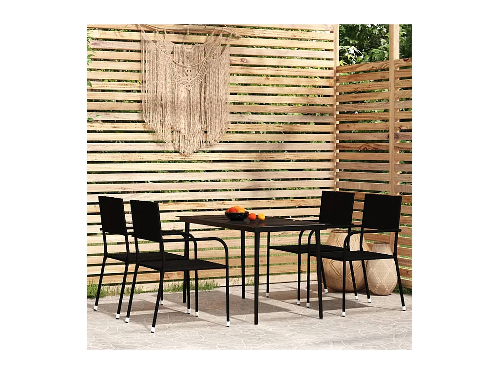 Ensemble à manger de jardin 5 pcs Noir