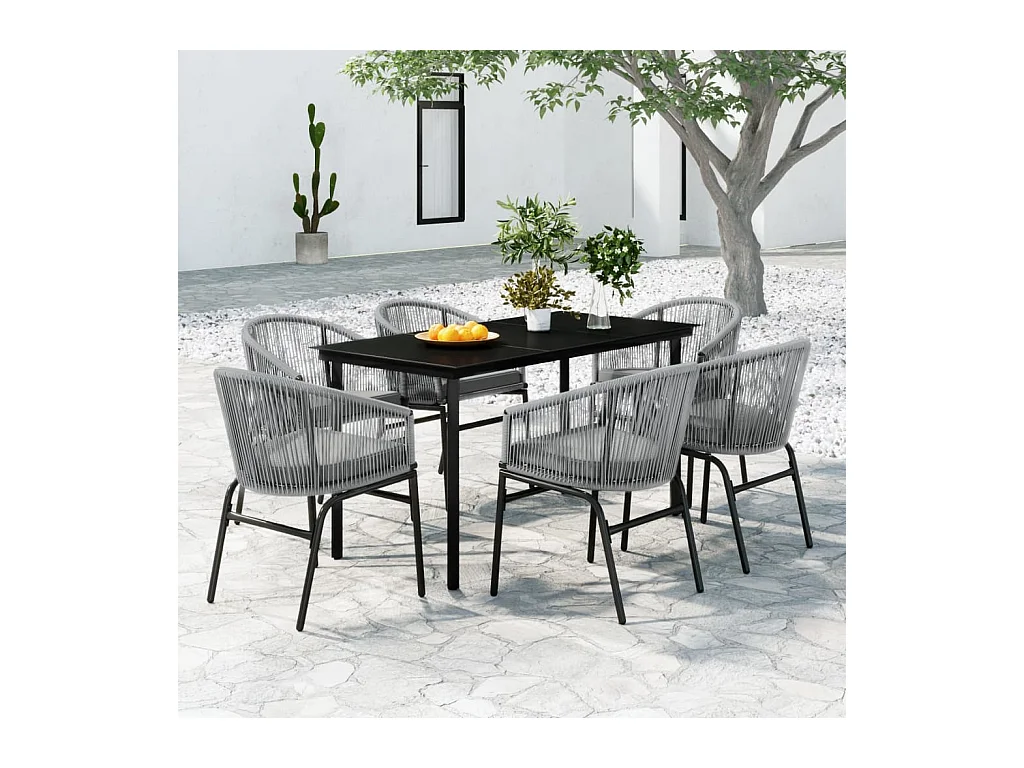 Ensemble à manger de jardin 7 pcs Gris