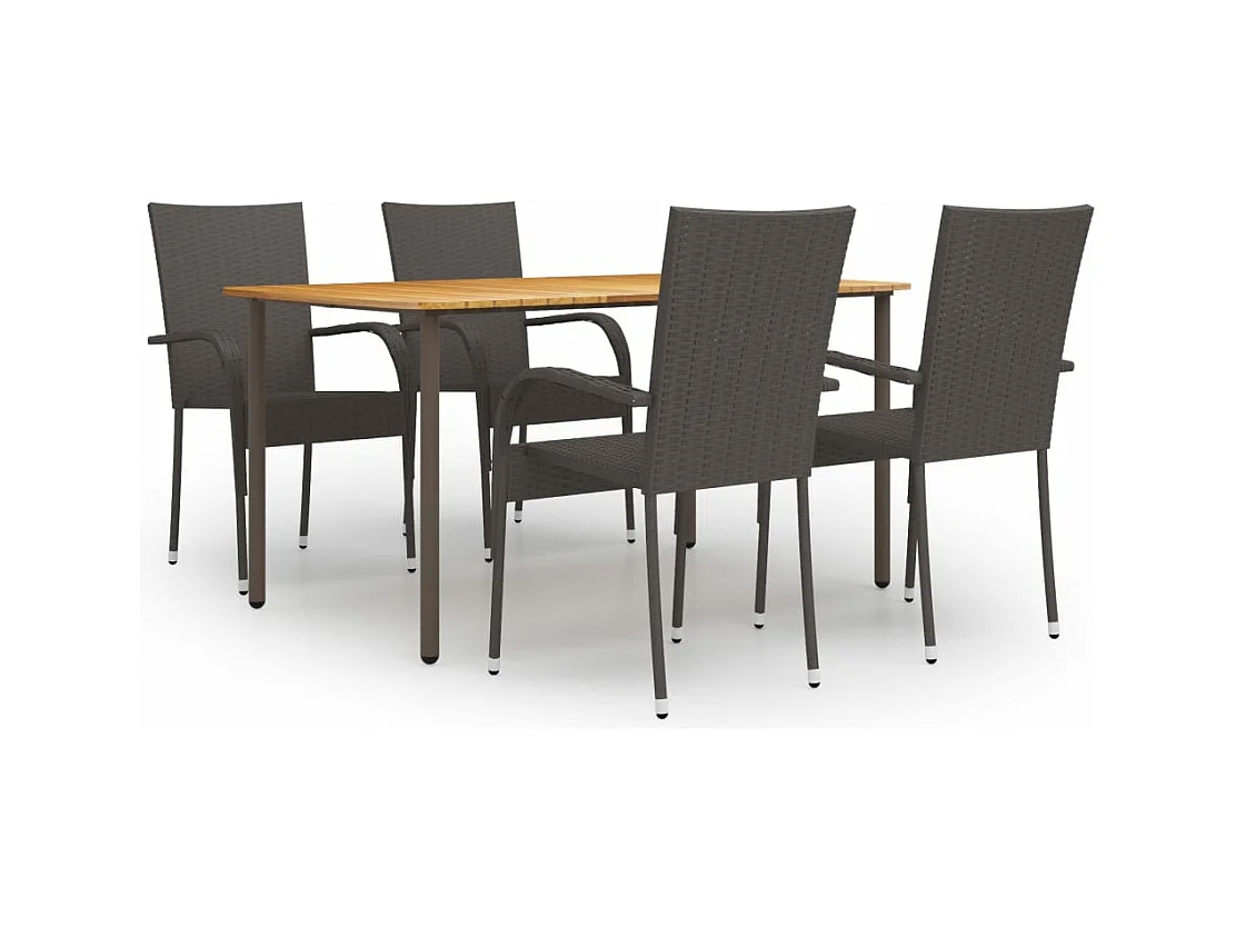 Ensemble à manger de jardin 5 pcs Résine tressée Marron