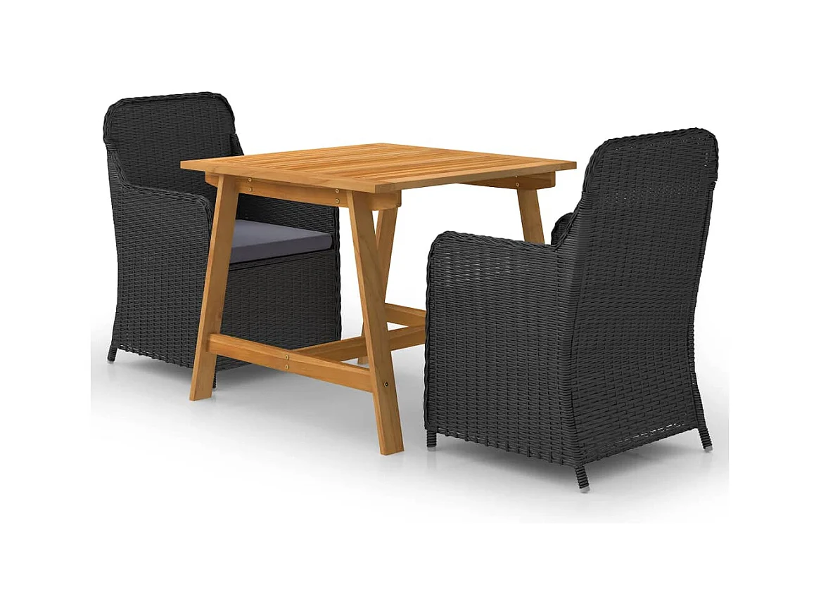 Ensemble à manger de jardin 3 pcs Noir