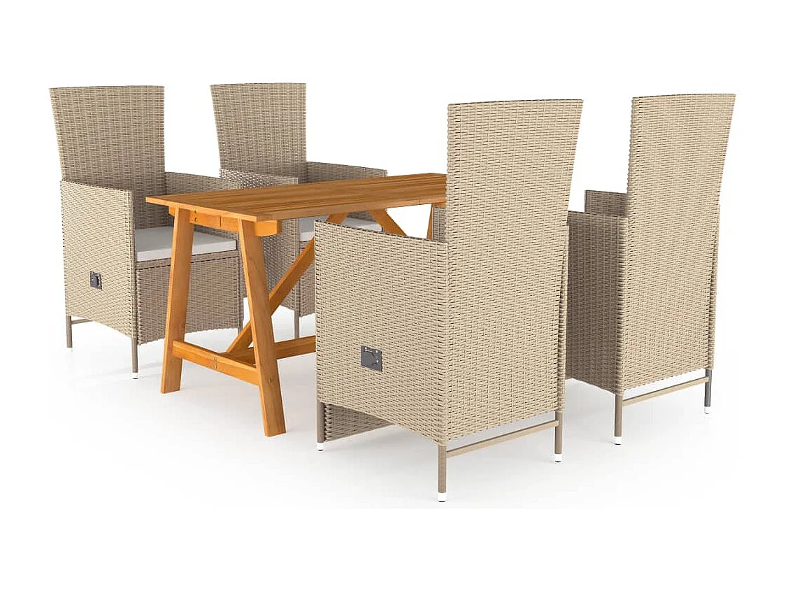 Ensemble à manger de jardin 5 pcs Beige
