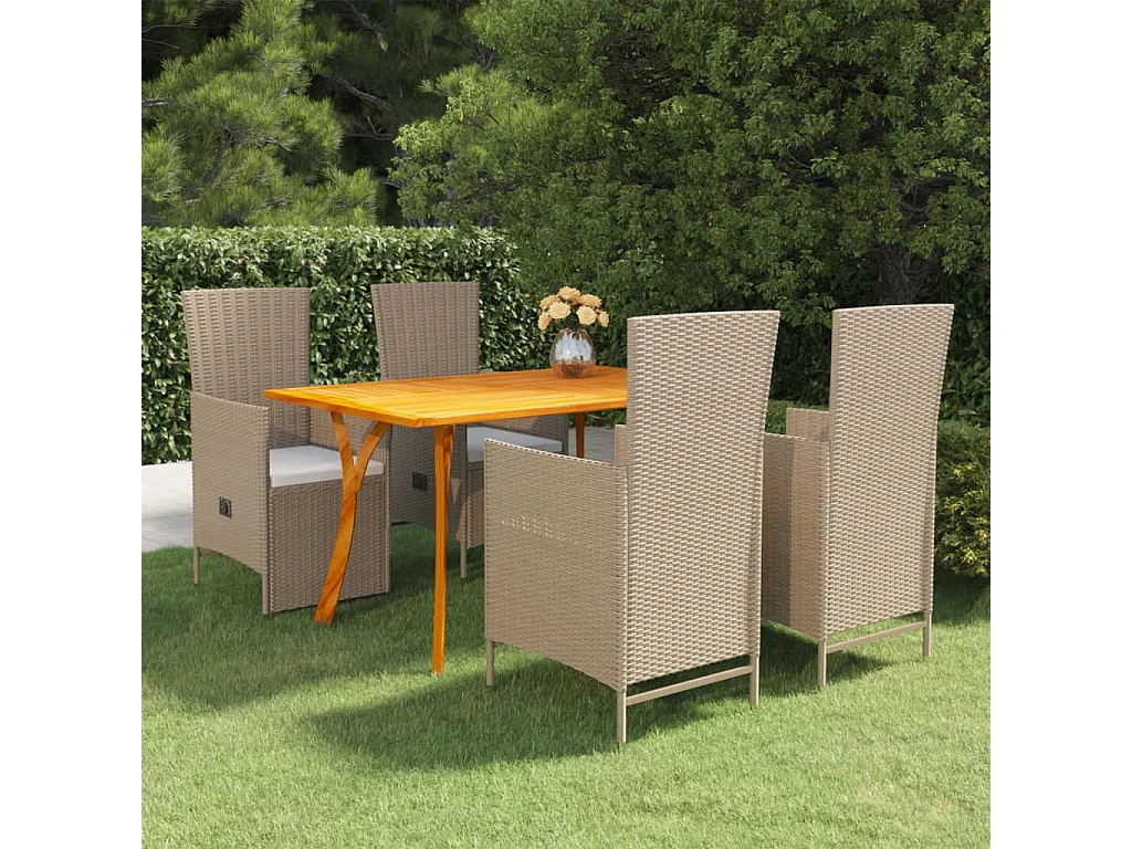 Set Mobili da Pranzo per Giardino 5 pz Beige