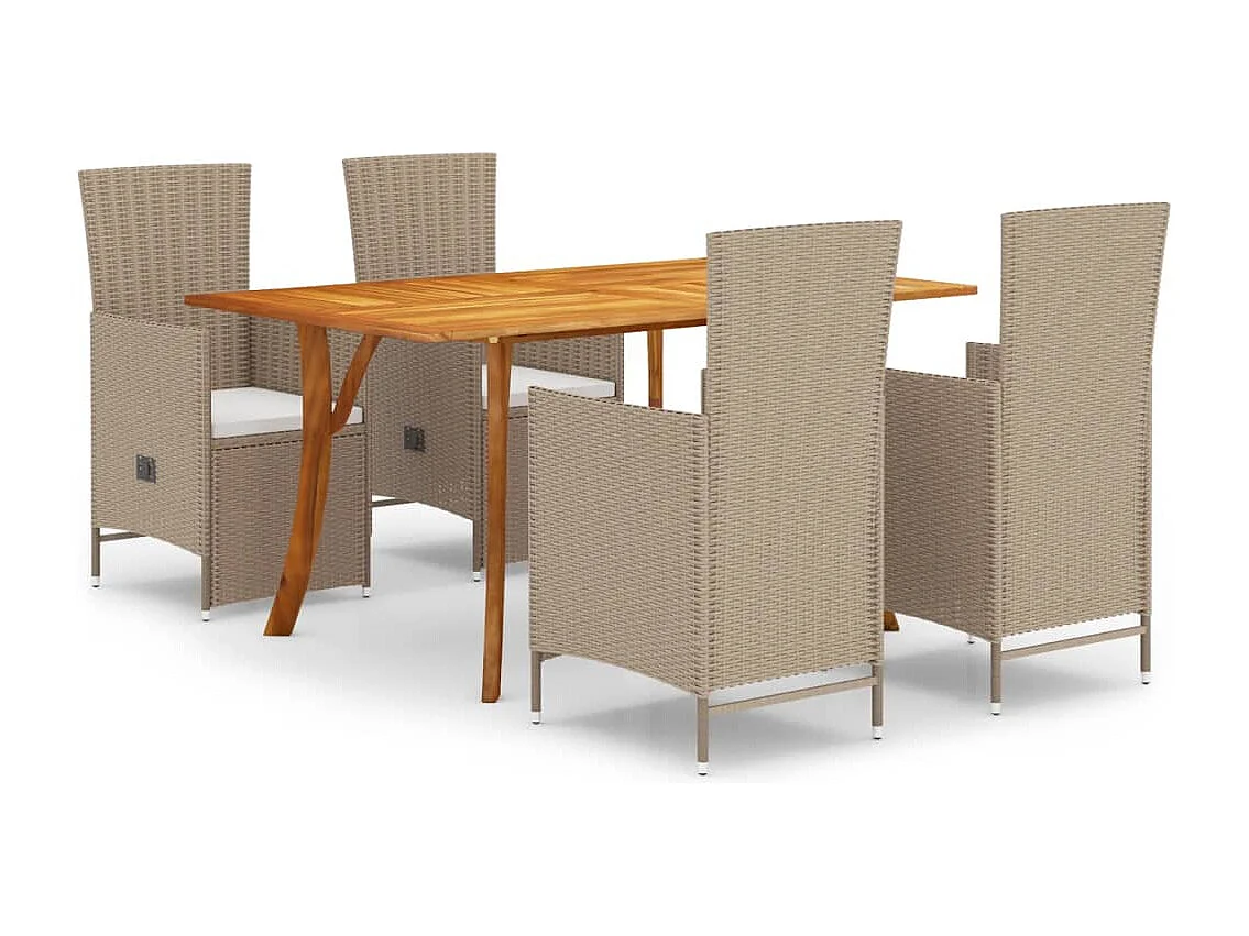 Set Mobili da Pranzo per Giardino 5 pz Beige