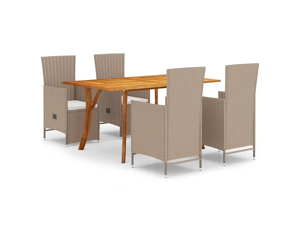Ensemble à manger de jardin 5 pcs beige