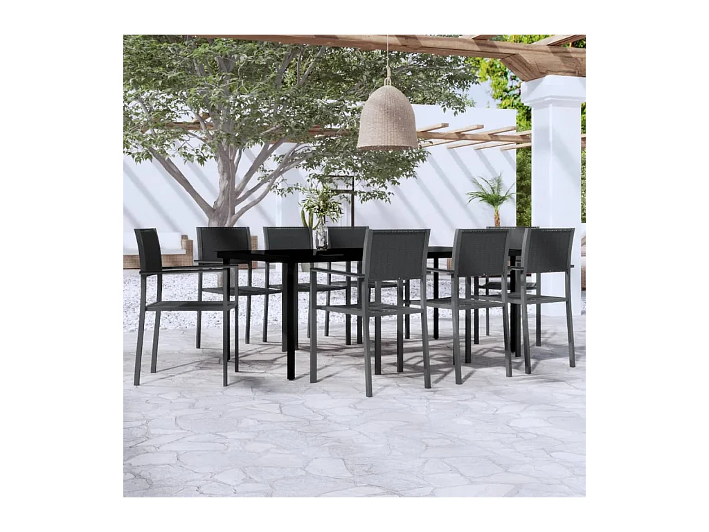 Ensemble à manger de jardin 9 pcs Noir