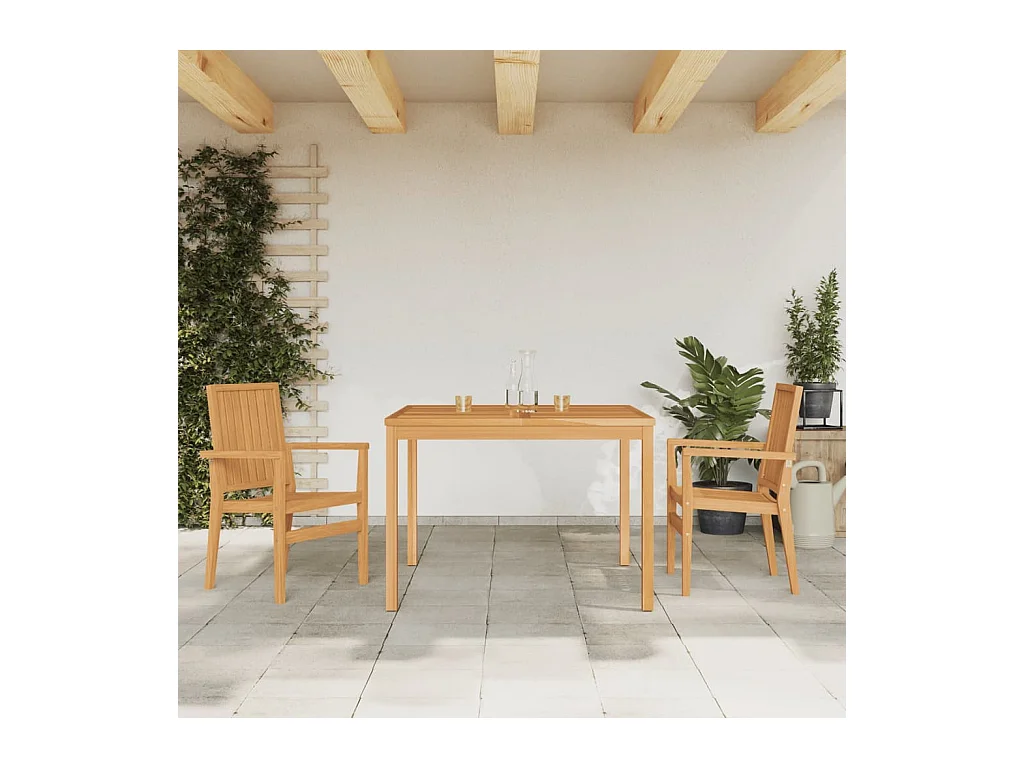 Ensemble à manger de jardin 3 pcs Bois de teck massif