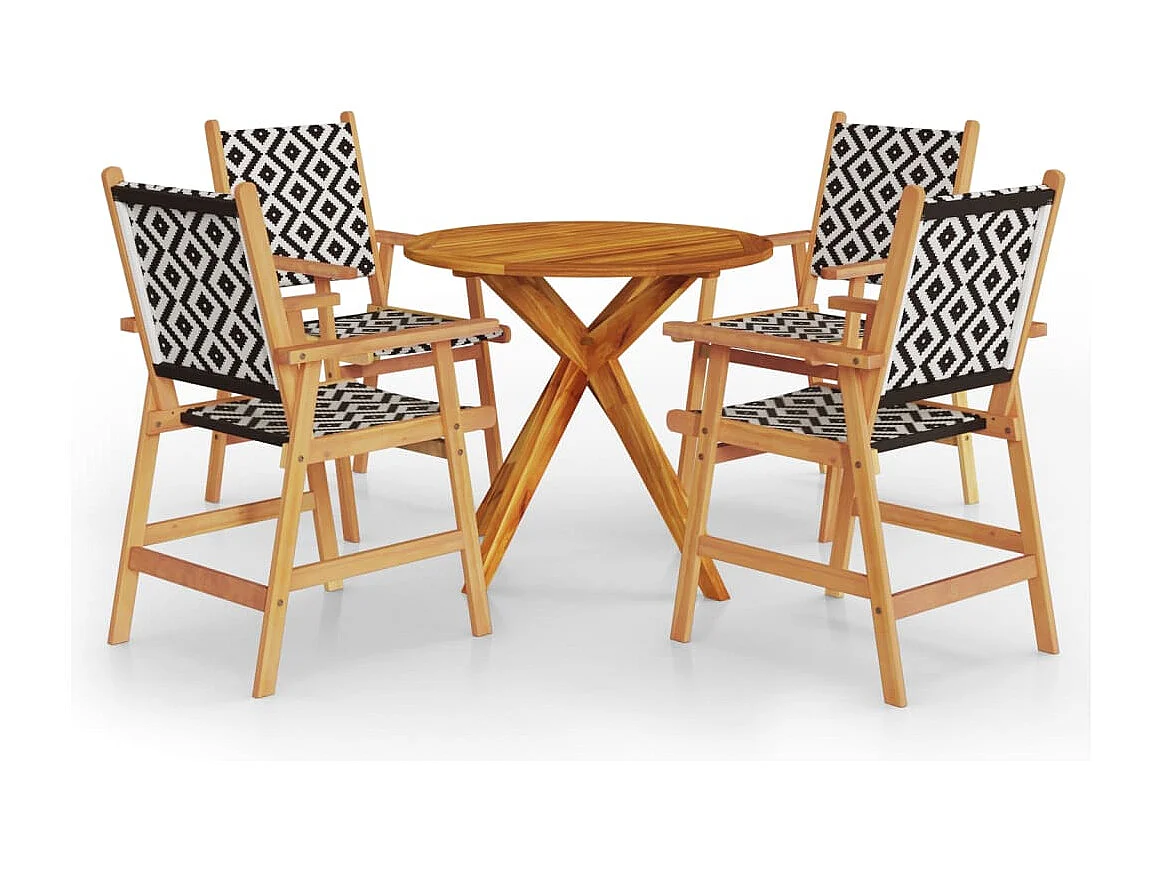 5 pcs conjunto de jantar para jardim madeira de acácia maciça