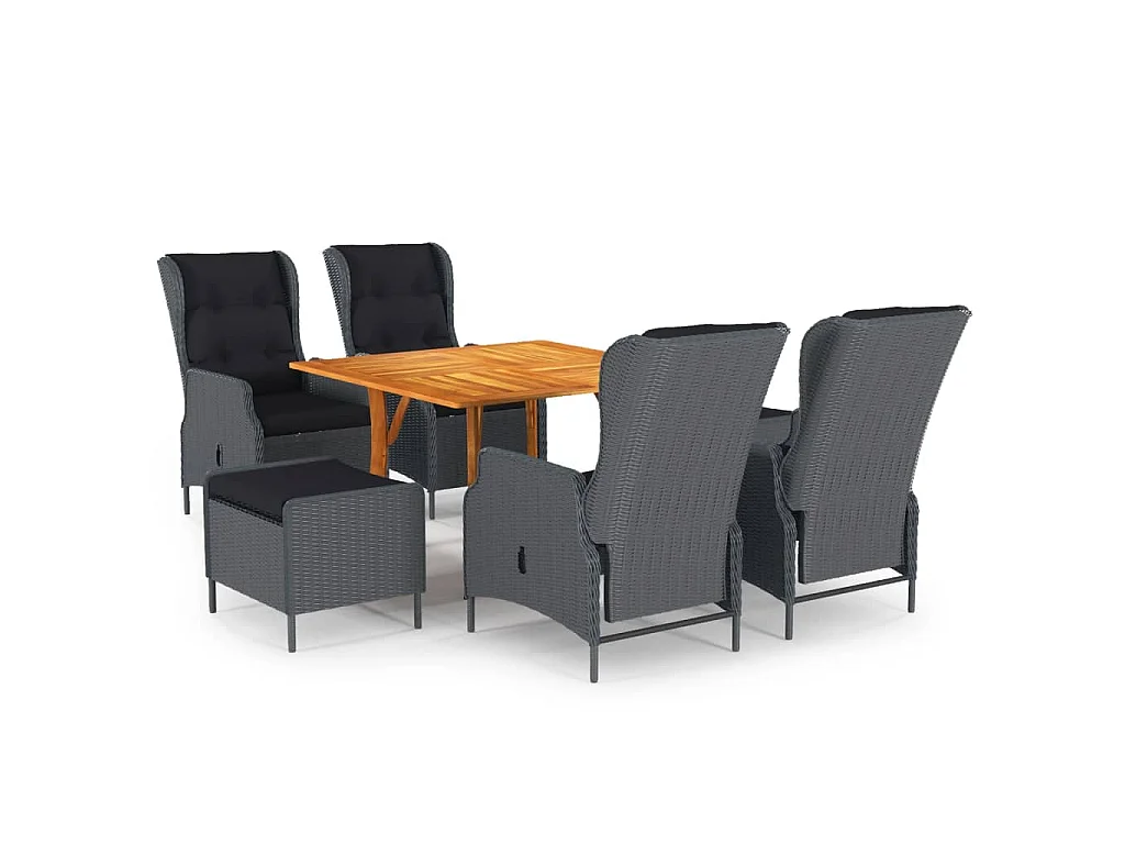 Set Mobili da Pranzo per Giardino 7 pz Grigio Scuro