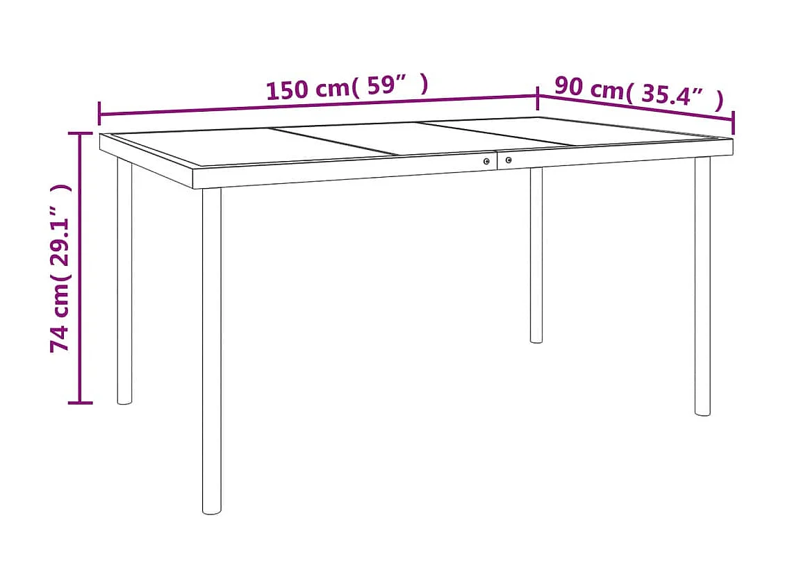 Set da Pranzo da Giardino 5 pz Nero in Acciaio e Textilene