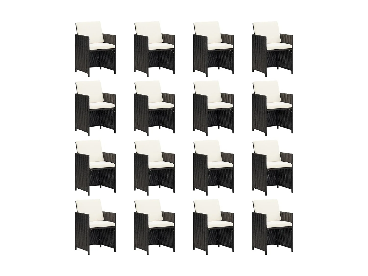 Ensemble à manger de jardin 17 pcs coussins noir résine tressée