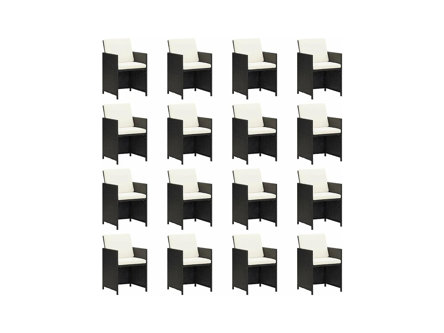 Ensemble à manger de jardin 17 pcs coussins noir résine tressée