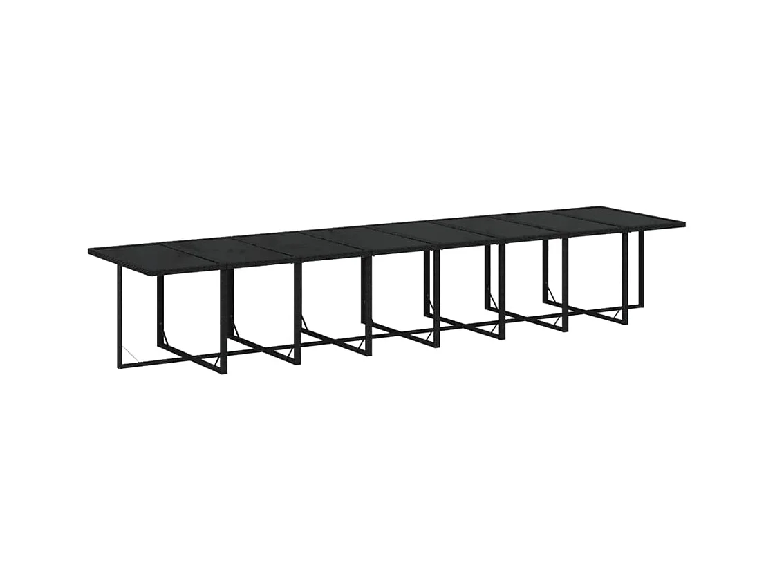 Ensemble à manger de jardin 17 pcs coussins noir résine tressée