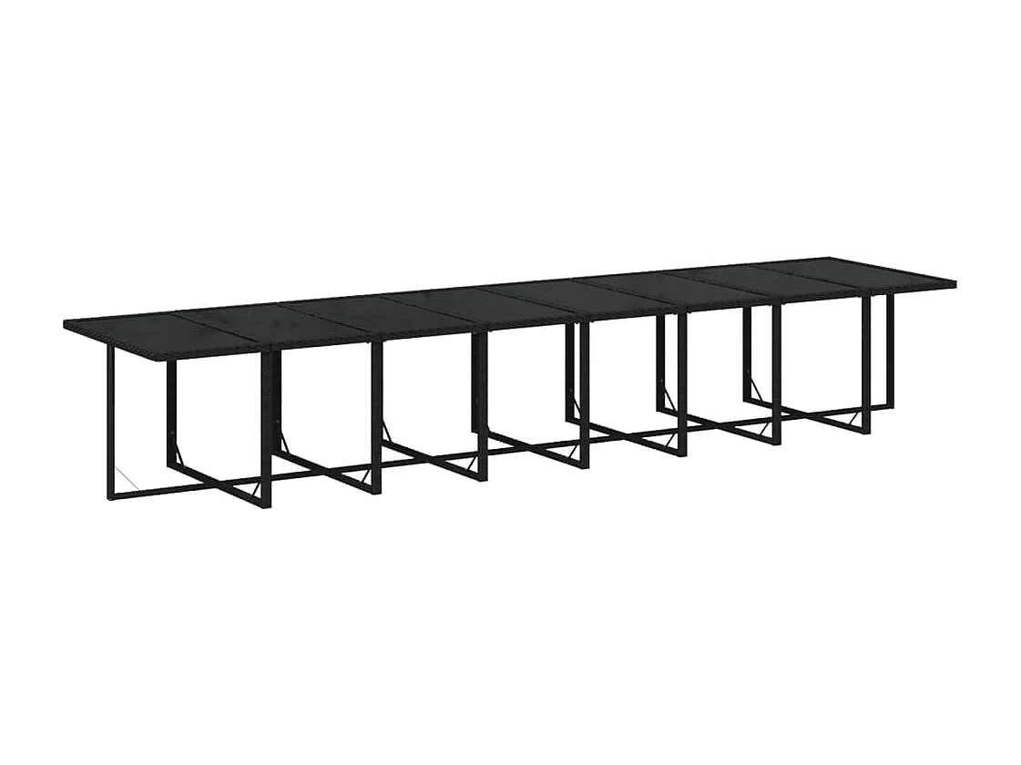 Ensemble à manger de jardin 17 pcs coussins noir résine tressée