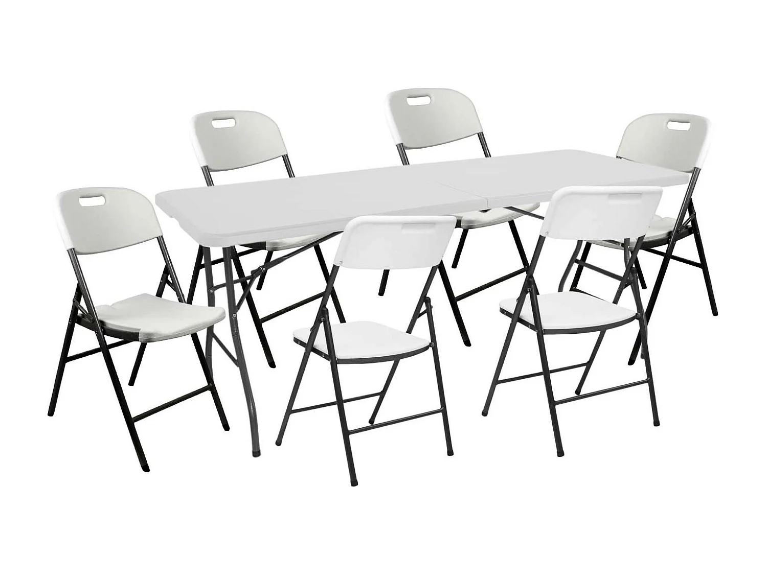 Set pieghevole 180cm Tavolo e 6 sedie con maniglia Catering O91