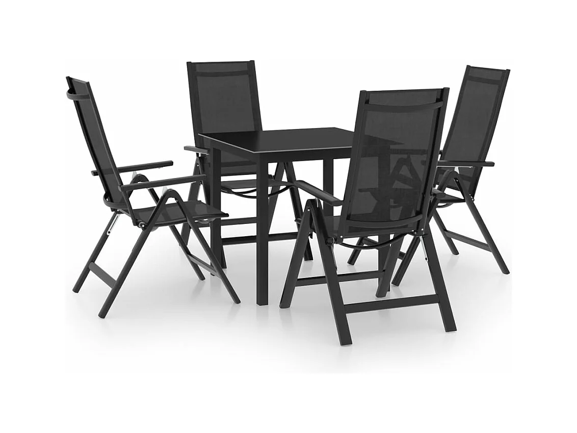 Ensemble à manger de jardin 5 pcs aluminium anthracite
